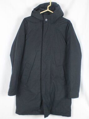 Abercrombie & Fitch Black Hooded Parka Woman Jacket Medium Coat Full Zip Button